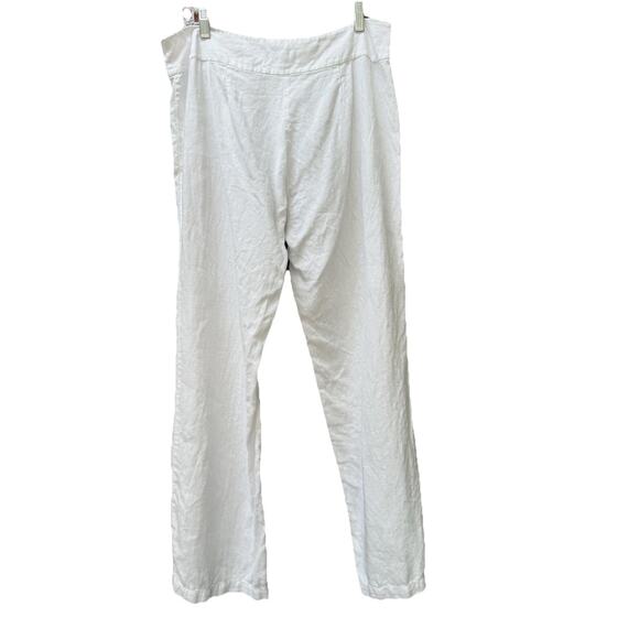 Eileen Fisher Linen Pants Straight White Medium Preppy Coastal Beachy Lagenlook - Picture 3 of 8